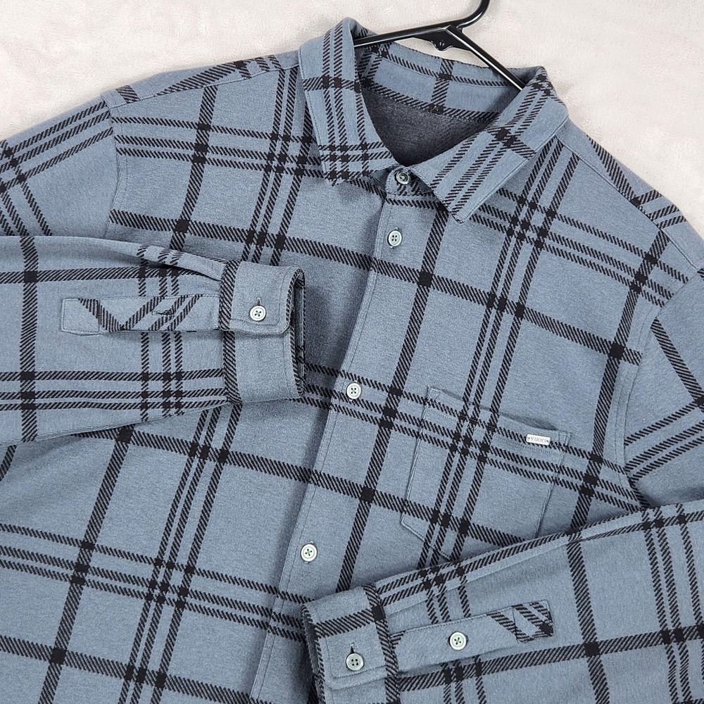Vuori Shirt Mens Medium Gray Seaview Plaid Long Sleeve Button Up Stretch Knit